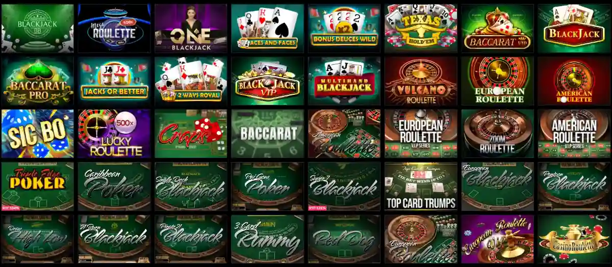 BeonBet RNG table games including roulette and blackjack